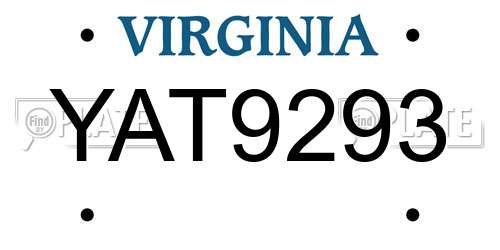 YAT9293 Virginia License Plate