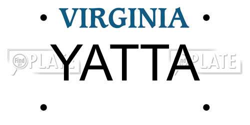 YATTA Virginia License Plate