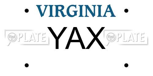 YAX Virginia License Plate