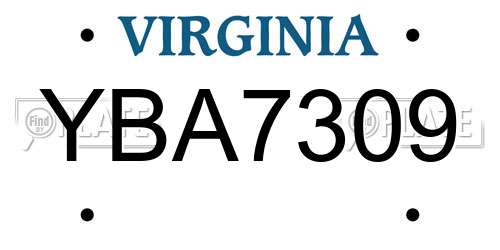 YBA7309 Virginia License Plate