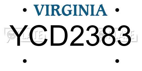 YCD2383 Virginia License Plate