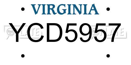 YCD5957 Virginia License Plate