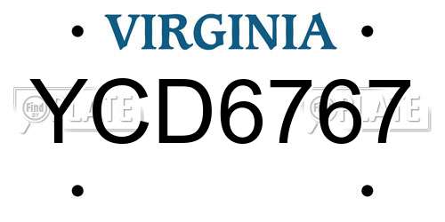 YCD6767 Virginia License Plate