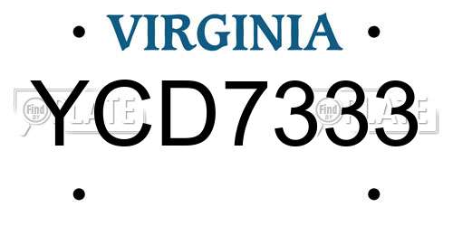 YCD7333 Virginia License Plate