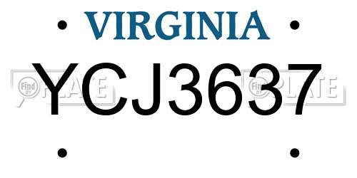 YCJ3637 Virginia License Plate