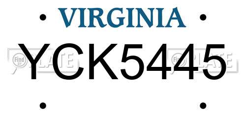 YCK5445 Virginia License Plate