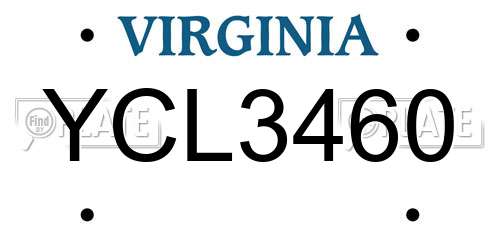 YCL3460 Virginia License Plate