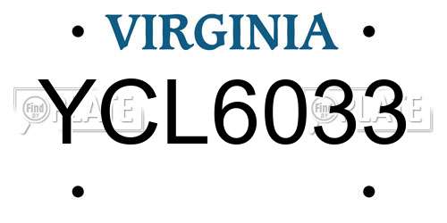 YCL6033 Virginia License Plate