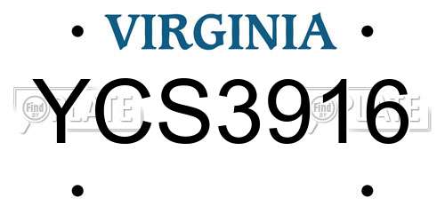 YCS3916 Virginia License Plate