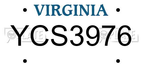YCS3976 Virginia License Plate