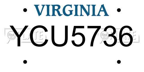 YCU5736 Virginia License Plate