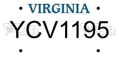 YCV1195 Virginia License Plate