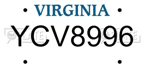 YCV8996 Virginia License Plate