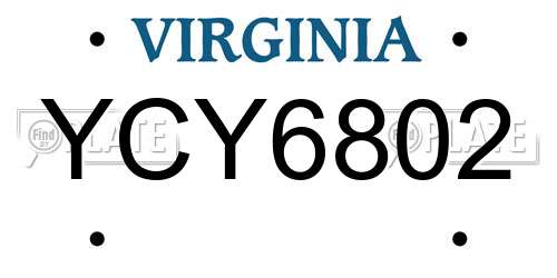YCY6802 Virginia License Plate