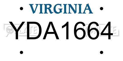 YDA1664 Virginia License Plate