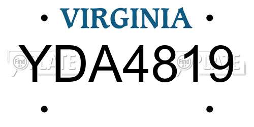 YDA4819 Virginia License Plate