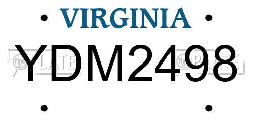 YDM2498 Virginia License Plate