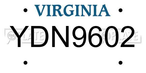 YDN9602 Virginia License Plate