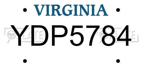 YDP5784 Virginia License Plate