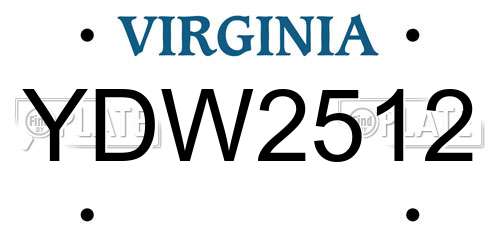 YDW2512 Virginia License Plate