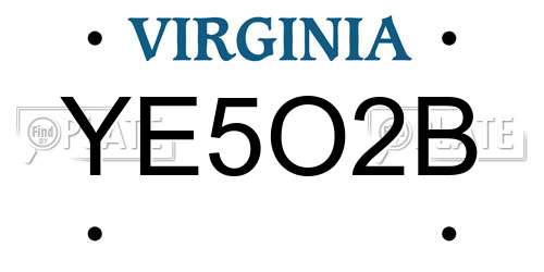 YE5O2B Virginia License Plate