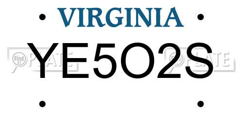 YE5O2S Virginia License Plate