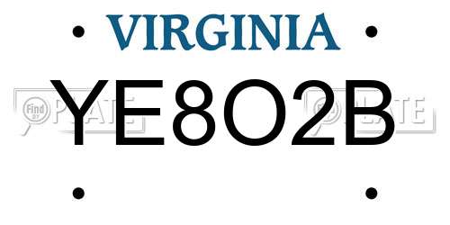 YE8O2B Virginia License Plate