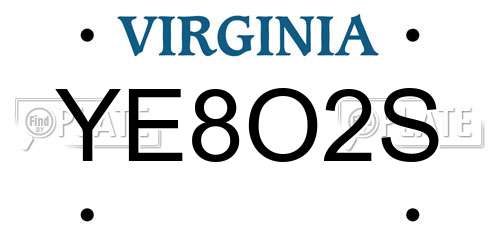 YE8O2S Virginia License Plate