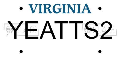 YEATTS2 Virginia License Plate