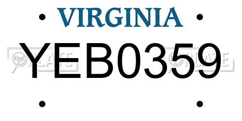 YEB0359 Virginia License Plate