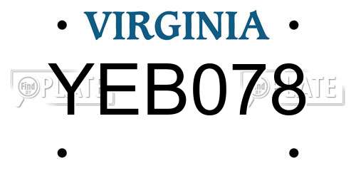 YEB078 Virginia License Plate