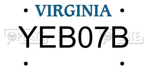 YEB07B Virginia License Plate