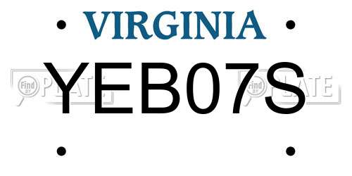 YEB07S Virginia License Plate