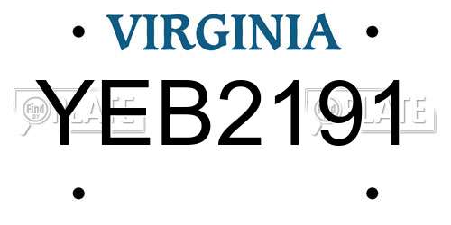 YEB2191 Virginia License Plate