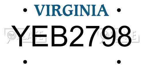 YEB2798 Virginia License Plate