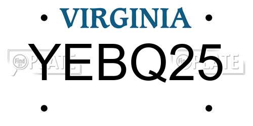 YEBQ25 Virginia License Plate
