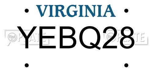 YEBQ28 Virginia License Plate