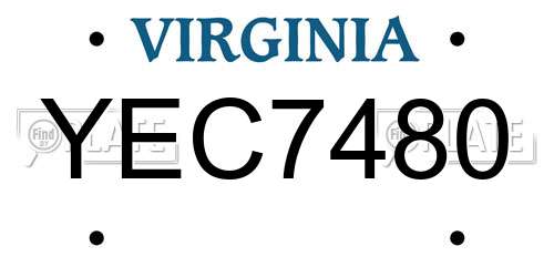 YEC7480 Virginia License Plate