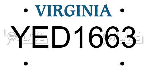 YED1663 Virginia License Plate