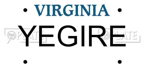 YEGIRE Virginia License Plate