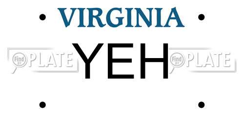 YEH Virginia License Plate