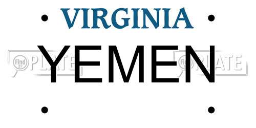 YEMEN Virginia License Plate