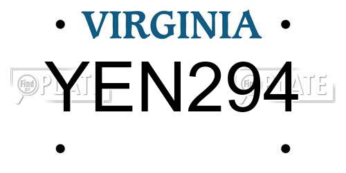 YEN294 Virginia License Plate