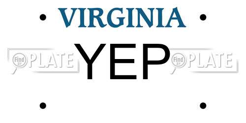 YEP Virginia License Plate