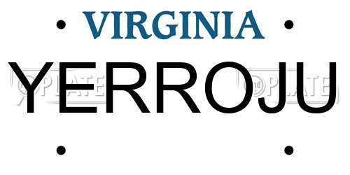 YERROJU Virginia License Plate