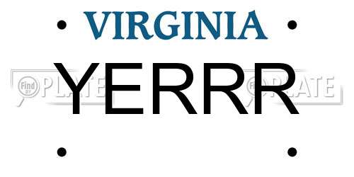 YERRR Virginia License Plate
