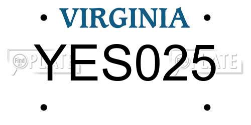YES025 Virginia License Plate