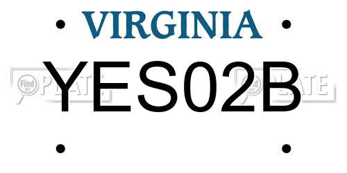 YES02B Virginia License Plate