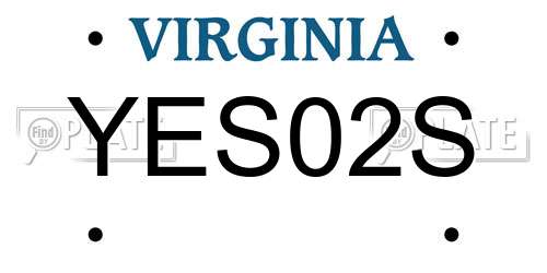 YES02S Virginia License Plate