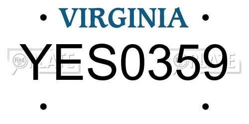 YES0359 Virginia License Plate